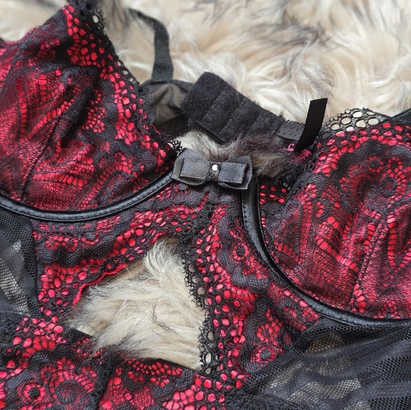 Red Black Chemise Lingerie w Panty from 7 til midnight - Picture 4 of 5
